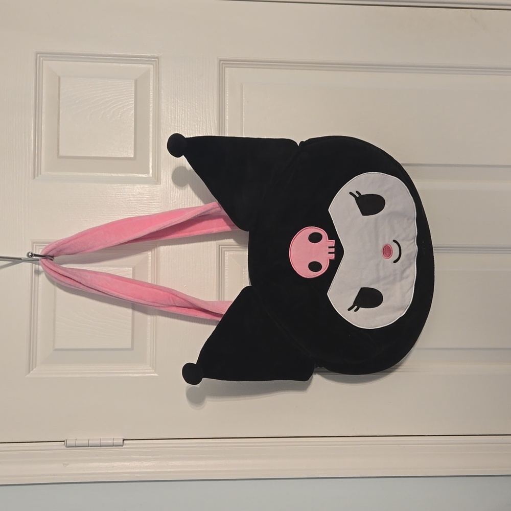 Sanrio Kuromi Black and Pink Plush Shoulder Bag